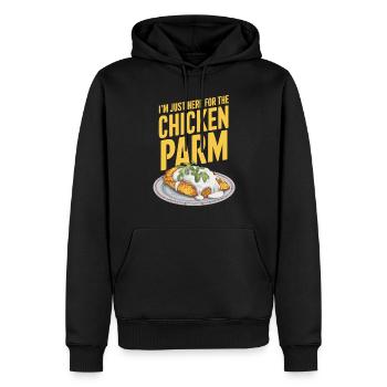 Je suis juste ici pour le poulet parme - Sweat à capuche Premium bio Homme - noir - Devant - Nico (187cm)