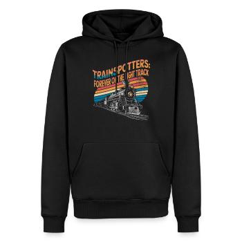 Trainspotters: Always on the right track - Men’s Premium Organic Hoodie - black - Front - Nico (187cm)