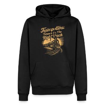 Trainspotters: Always on the right track - Men’s Premium Organic Hoodie - black - Front - Nico (187cm)