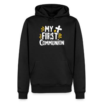 Meine Erste Kommunion Feier Erinnerung - Männer Premium Bio Hoodie - Schwarz - Vorne - Nico (187cm)