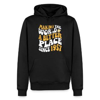 1957 Geburtstag Vintage Hippie Groovy - Männer Premium Bio Hoodie - Schwarz - Vorne - Nico (187cm)