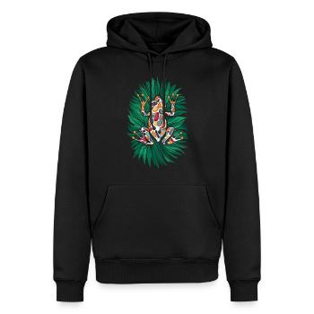 Coqui Frosch Puerto Rico Tropisches Kunstwerk - Männer Premium Bio Hoodie - Schwarz - Vorne - Nico (187cm)