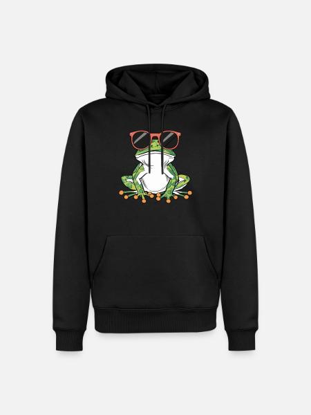 Cool frog with sunglasses - Men’s Premium Organic Hoodie - black