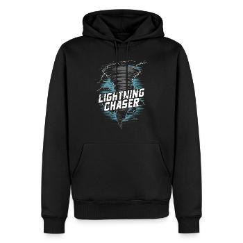 Découvrez le monde fascinant de la chasse aux tornades - Sweat à capuche Premium bio Homme - noir - Devant - Nico (187cm)