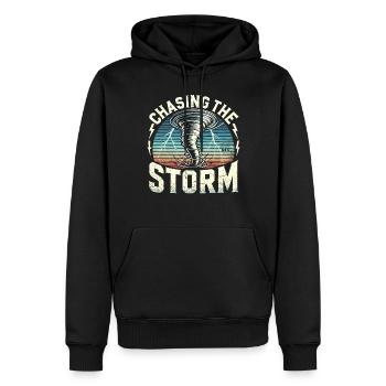 Découvrez le monde fascinant de la chasse aux tornades - Sweat à capuche Premium bio Homme - noir - Devant - Nico (187cm)