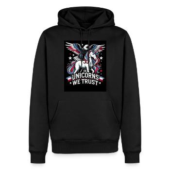 Patriotisme magique Licorne américaine États-Unis - Sweat à capuche Premium bio Homme - noir - Devant - Nico (187cm)