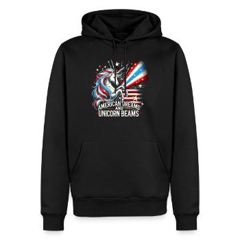 Patriotisme magique Licorne américaine États-Unis - Sweat à capuche Premium bio Homme - noir - Devant - Nico (187cm)