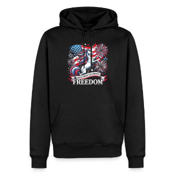 Patriotisme magique Licorne américaine États-Unis - Sweat à capuche Premium bio Homme - noir - Devant - Nico (187cm)