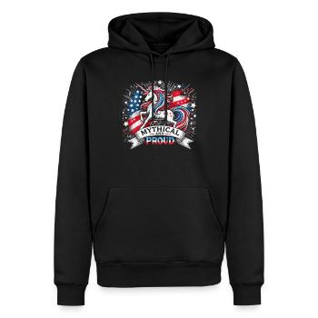 Patriotisme magique Licorne américaine États-Unis - Sweat à capuche Premium bio Homme - noir - Devant - Nico (187cm)