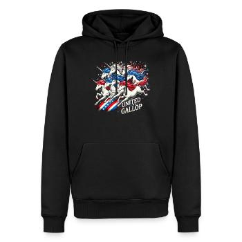 Patriotisme magique Licorne américaine États-Unis - Sweat à capuche Premium bio Homme - noir - Devant - Nico (187cm)