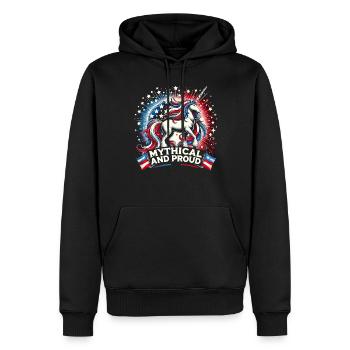 Patriotisme magique Licorne américaine États-Unis - Sweat à capuche Premium bio Homme - noir - Devant - Nico (187cm)