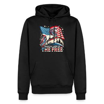 Patriotisme magique Licorne américaine États-Unis - Sweat à capuche Premium bio Homme - noir - Devant - Nico (187cm)