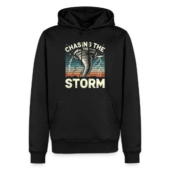 Découvrez le monde fascinant de la chasse aux tornades - Sweat à capuche Premium bio Homme - noir - Devant - Nico (187cm)