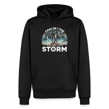 Découvrez le monde fascinant de la chasse aux tornades - Sweat à capuche Premium bio Homme - noir - Devant - Nico (187cm)