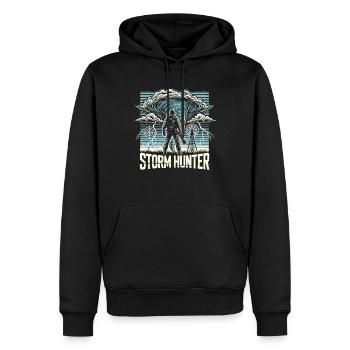 Découvrez le monde fascinant de la chasse aux tornades - Sweat à capuche Premium bio Homme - noir - Devant - Nico (187cm)