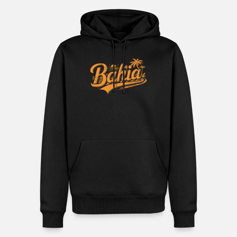 Bahia Brésil Souvenir Palmiers Plage - Sweat à capuche Premium bio Homme - noir