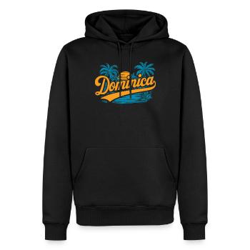 Dominica Souvenir – Tropische Palmen und - Männer Premium Bio Hoodie - Schwarz - Vorne - Nico (187cm)