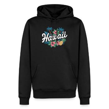 Hawaii Souvenir Tropische Blumen und Ananas - Männer Premium Bio Hoodie - Schwarz - Vorne - Nico (187cm)