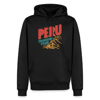 Pérou Trekking Aventure Paysage de montagne - Sweat à capuche Premium bio Homme - noir - Devant - Nico (187cm)