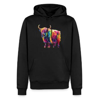 Yak Regenbogen Buntes Kunstwerk Farbenfreude - Männer Premium Bio Hoodie - Schwarz - Vorne - Nico (187cm)