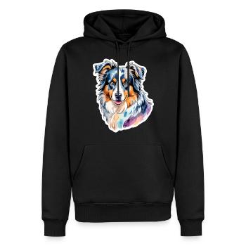 Berger Australien Aquarelles - Sweat à capuche Premium bio Homme - noir - Devant - Nico (187cm)