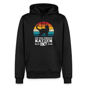 Ich mag Katzen - Männer Premium Bio Hoodie - Schwarz - Vorne - Nico (187cm)