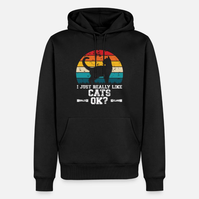 I really like cats - Männer Premium Bio Hoodie - Schwarz