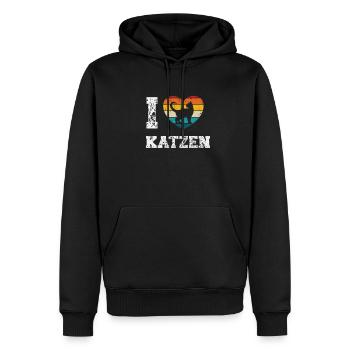 J’adore les chats - Sweat à capuche Premium bio Homme - noir - Devant - Nico (187cm)