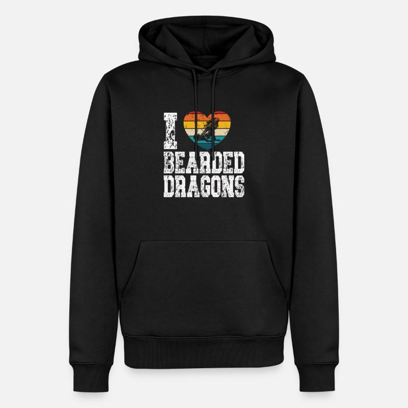 J’adore les dragons barbus - Sweat à capuche Premium bio Homme - noir