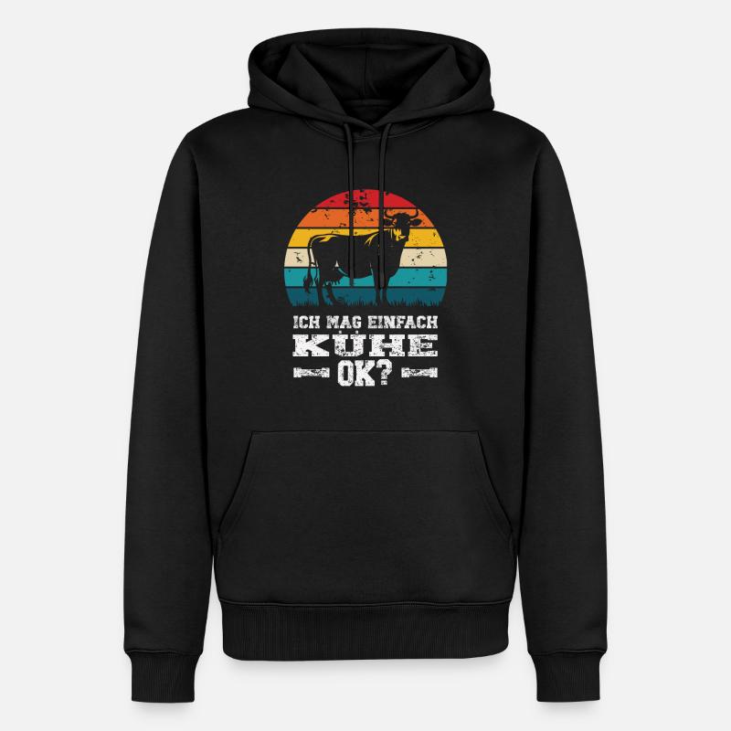 J’aime les vaches - Sweat à capuche Premium bio Homme - noir