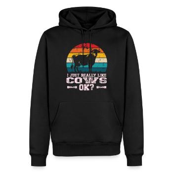 J’aime les vaches - Sweat à capuche Premium bio Homme - noir - Devant - Nico (187cm)