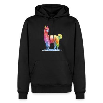 Buntes Lama Aquarell Malerei - Männer Premium Bio Hoodie - Schwarz - Vorne - Nico (187cm)