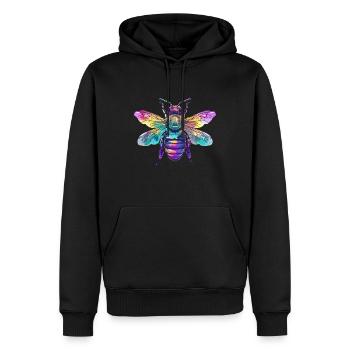 Bunte Biene mit Regenbogenflügeln - Männer Premium Bio Hoodie - Schwarz - Vorne - Nico (187cm)