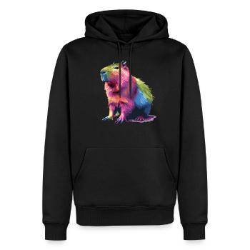 Graphique arc-en-ciel coloré Capybara pour - Sweat à capuche Premium bio Homme - noir - Devant - Nico (187cm)