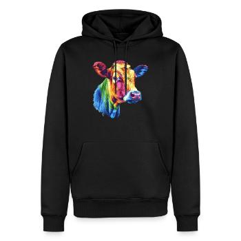 Bunte Kuh Regenbogen Kunstwerk - Männer Premium Bio Hoodie - Schwarz - Vorne - Nico (187cm)