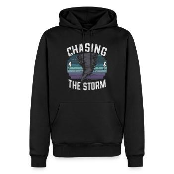 Découvrez le monde fascinant de la chasse aux tornades - Sweat à capuche Premium bio Homme - noir - Devant - Nico (187cm)
