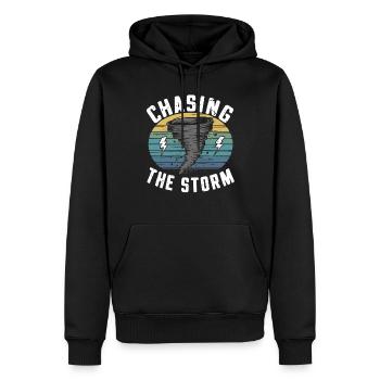 Découvrez le monde fascinant de la chasse aux tornades - Sweat à capuche Premium bio Homme - noir - Devant - Nico (187cm)