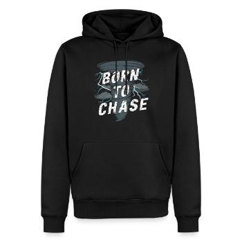 Découvrez le monde fascinant de la chasse aux tornades - Sweat à capuche Premium bio Homme - noir - Devant - Nico (187cm)