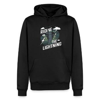 Découvrez le monde fascinant de la chasse aux tornades - Sweat à capuche Premium bio Homme - noir - Devant - Nico (187cm)