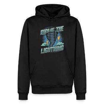 Découvrez le monde fascinant de la chasse aux tornades - Sweat à capuche Premium bio Homme - noir - Devant - Nico (187cm)