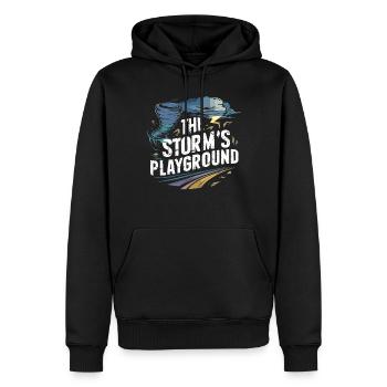 Découvrez le monde fascinant de la chasse aux tornades - Sweat à capuche Premium bio Homme - noir - Devant - Nico (187cm)