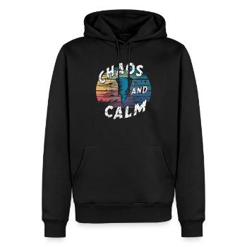 Découvrez le monde fascinant de la chasse aux tornades - Sweat à capuche Premium bio Homme - noir - Devant - Nico (187cm)
