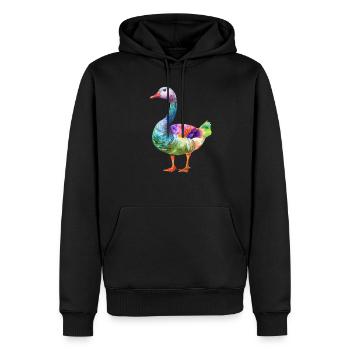 Bunte Ente Aquarell Kunstwerk - Männer Premium Bio Hoodie - Schwarz - Vorne - Nico (187cm)