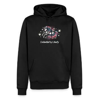 Patriotisme magique Licorne américaine États-Unis - Sweat à capuche Premium bio Homme - noir - Devant - Nico (187cm)