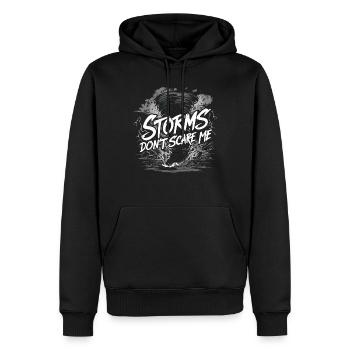 Découvrez le monde fascinant de la chasse aux tornades - Sweat à capuche Premium bio Homme - noir - Devant - Nico (187cm)