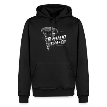 Découvrez le monde fascinant de la chasse aux tornades - Sweat à capuche Premium bio Homme - noir - Devant - Nico (187cm)