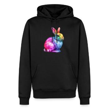 Bunter Regenbogen Hase Kunstwerk - Männer Premium Bio Hoodie - Schwarz - Vorne - Nico (187cm)