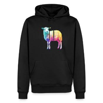 Schaf mit Regenbogen Shepherd-Farmtier - Männer Premium Bio Hoodie - Schwarz - Vorne - Nico (187cm)