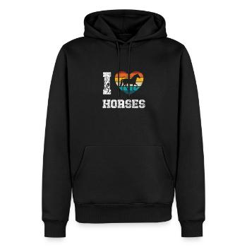 J’aime les chevaux - Sweat à capuche Premium bio Homme - noir - Devant - Nico (187cm)