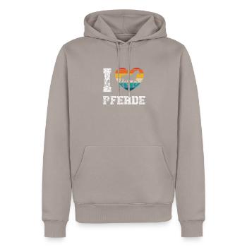 J’aime les chevaux - Sweat à capuche Premium bio Homme - taupe - Devant - Nico (187cm)